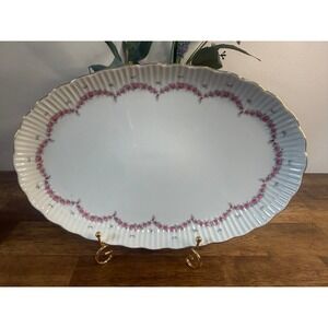 Vintage JLMENAU Rose Garland Porcelain Serving Platter East Germany Floral Oval